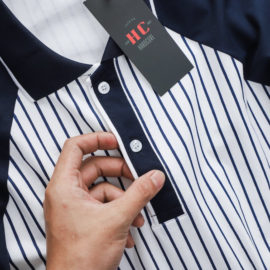 Áo thun polo bigsize nam phối sọc dọc nhiều màu thời trang cỡ đại < 140kg