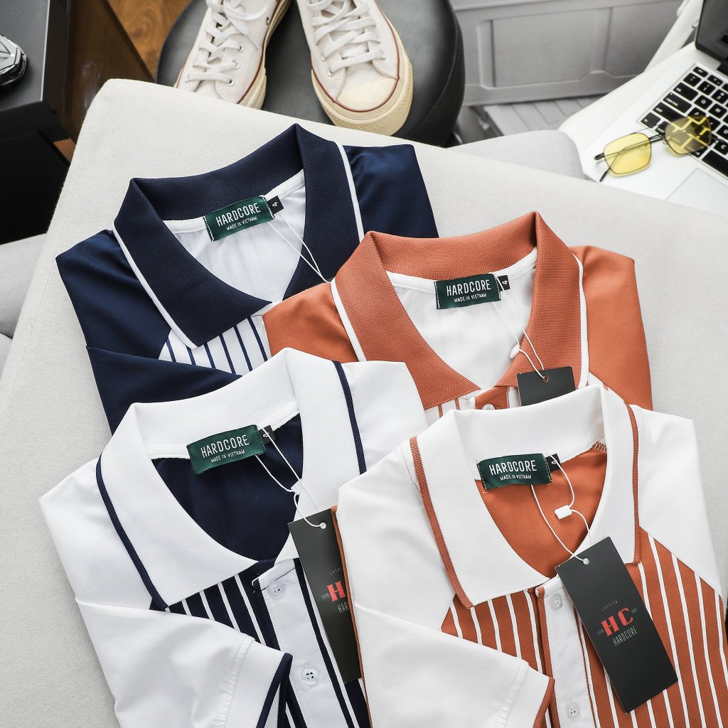 Áo thun polo bigsize nam phối sọc dọc nhiều màu thời trang cỡ đại < 140kg