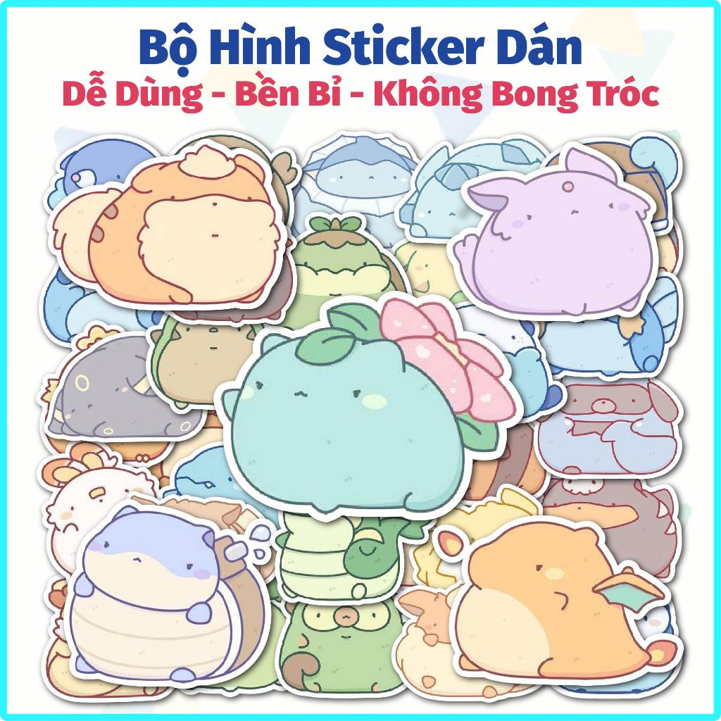 Bộ 40 Sticker Dán Mẫu Pokemon Ú - Sticker Dán Chống Nước Trang Trí Laptop, Bình Nước, Sổ Tay, Mũ Bảo Hiểm...