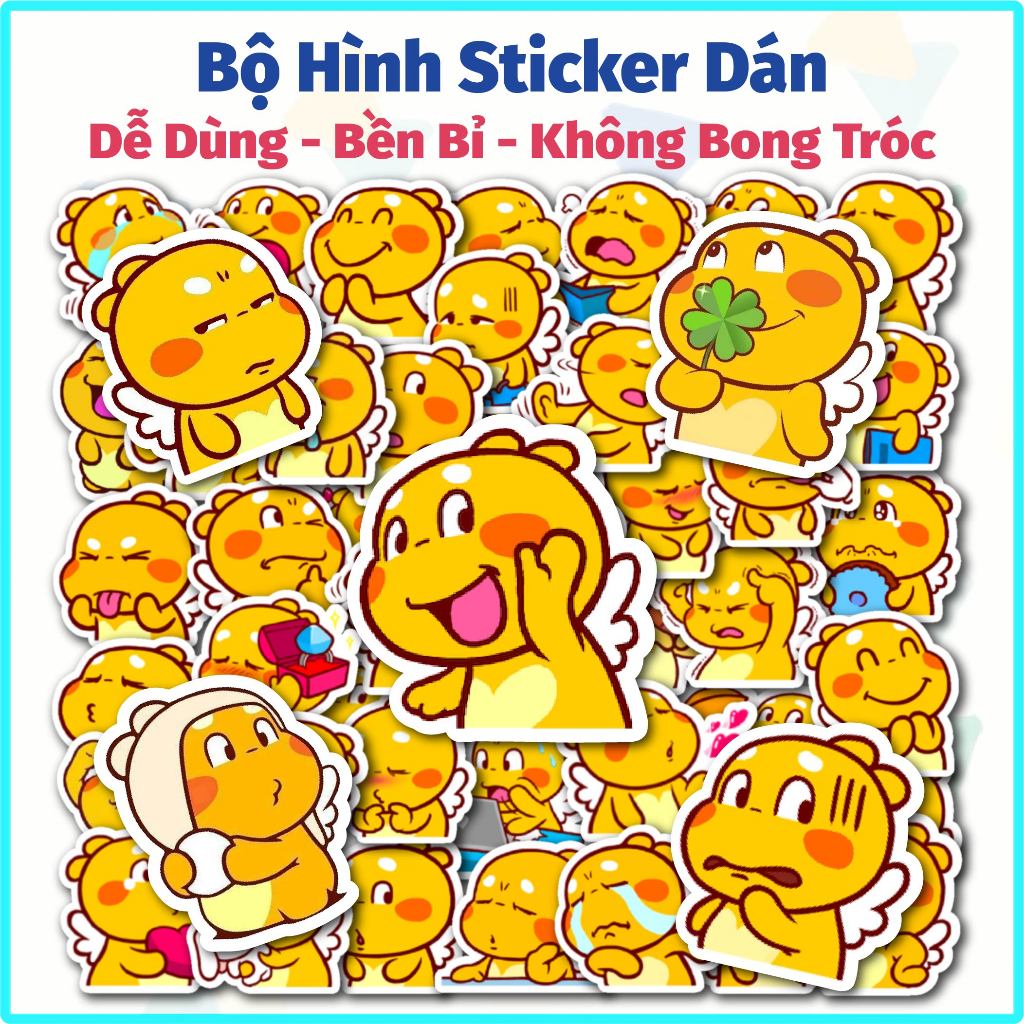 Bộ 40 Sticker Dán Mẫu Rồng QooBee - Sticker Dán Chống Nước Trang Trí Laptop, Bình Nước, Sổ Tay, Mũ Bảo Hiểm...