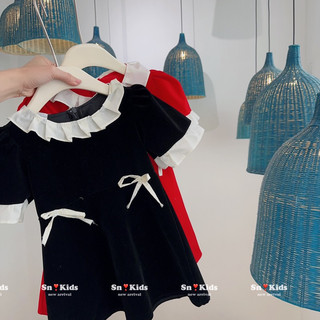 Xả Váy đầm noel 2 nơ cho bé gái
