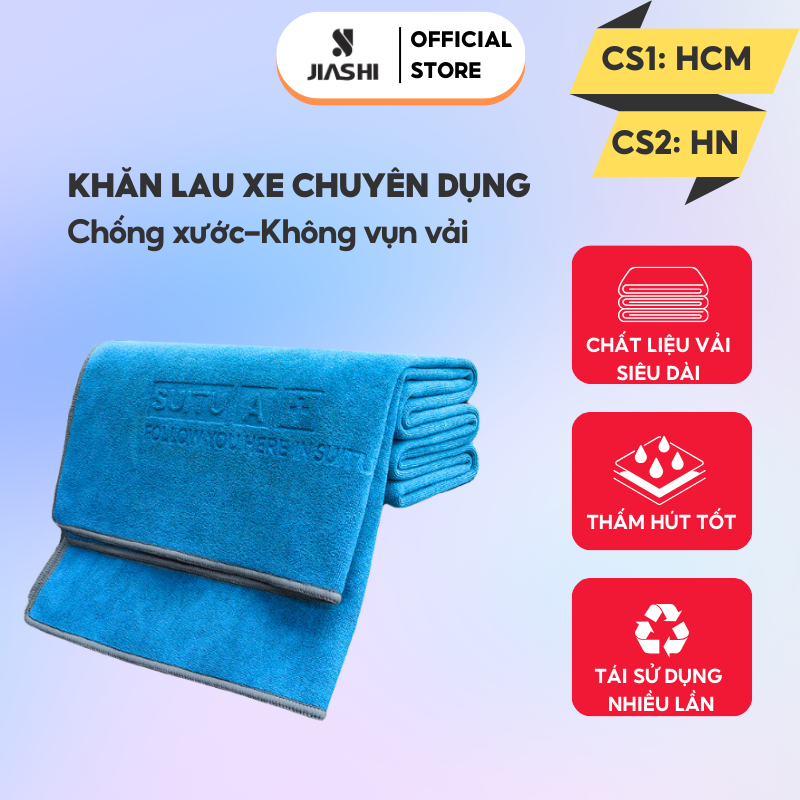 Khăn lau xe chuyên dụng JIASHI 2 mặt siêu thấm cực dày chống xước không vụn vải chuyên dụng cho ô tô xe hơi KLX04