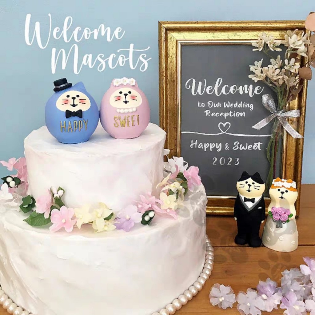 Mô Hình chú mèo Zakka Phong Cách Nhật Bản Serie Hôn lễ Wedding
