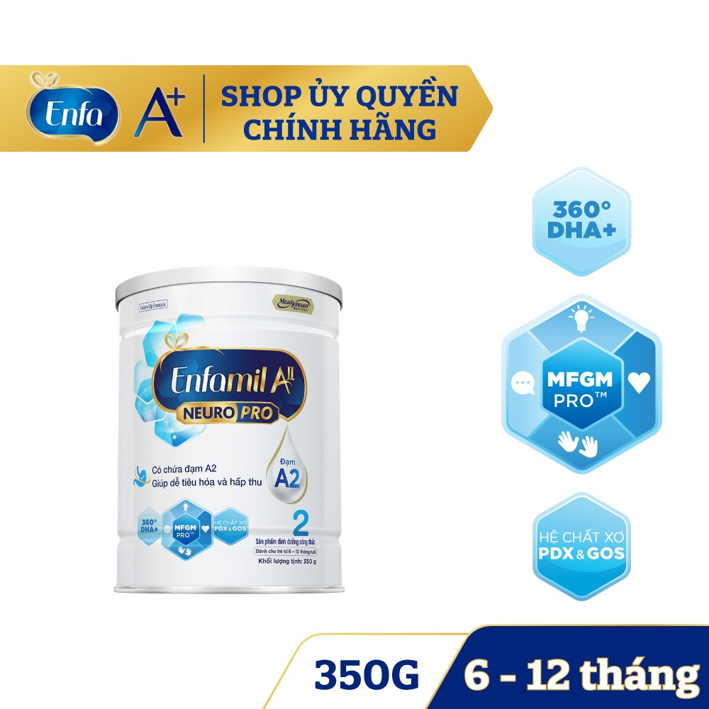 Sữa bột Enfamil A2 Neuropro 2 cho trẻ từ 6 - 12 tháng tuổi – 350g