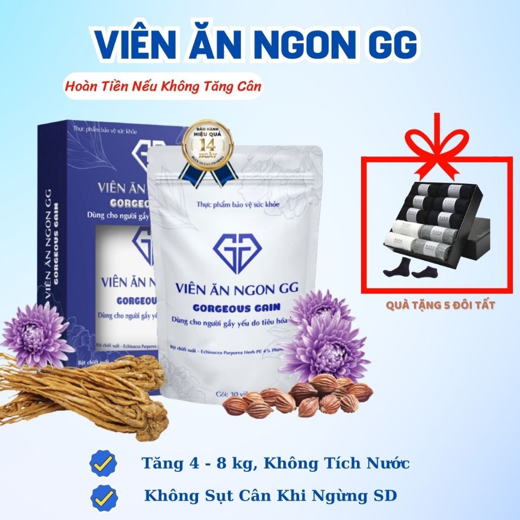 Viên Ăn Ngon GG Chính Hãng Hỗ Trợ Tăng Cân An Toàn Giúp Ăn Ngon Ngủ Sâu Cải Thiện Hệ Tiêu Hoá Không Tác Dụng Phụ