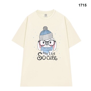 Cao cấp - Áo thun unisex tay lỡ oversize hình Thỏ trắng đeo kính mặt áo ấm I am so cute