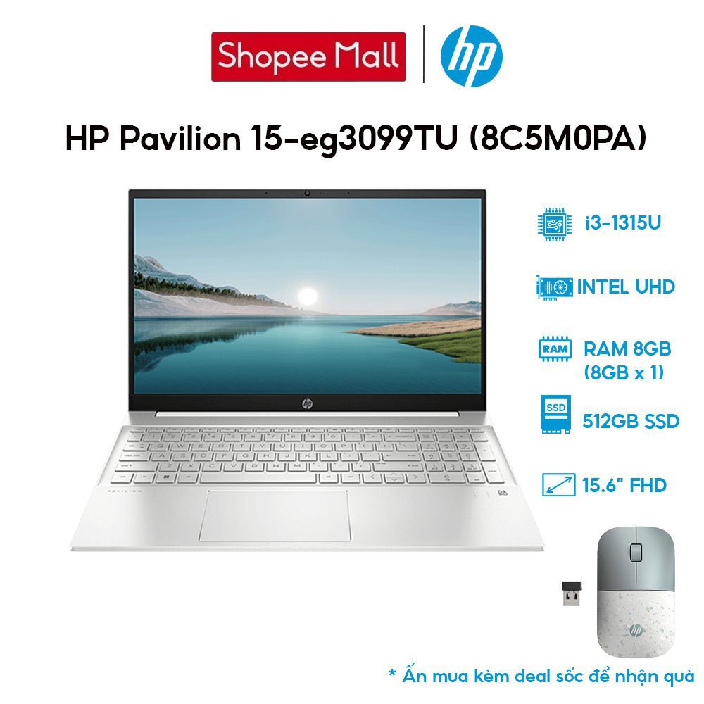  Laptop HP Pavilion 15-eg3099TU 8C5M0PA i3-1315U | 8GB | 256GB | 15.6' FHD | Win 11