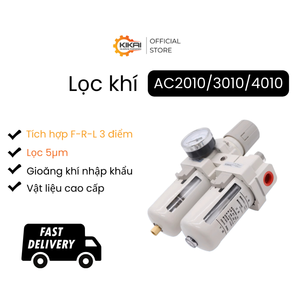 Bộ lọc khí FRL 2 cụm AC2010/3010/4010 theo chuẩn SMC lọc siêu tinh tiết kiệm diện tích
