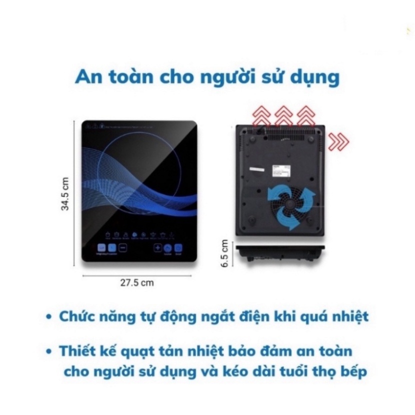 Bếp Từ Đơn PL Cảm Ứng Mặt Kính Cường Lực TẶNG KÈM NỒI, Công Suất 2200W, Có Chức Năng Hẹn Giờ, Truyền Nhiệt Tốt BH 1 Năm