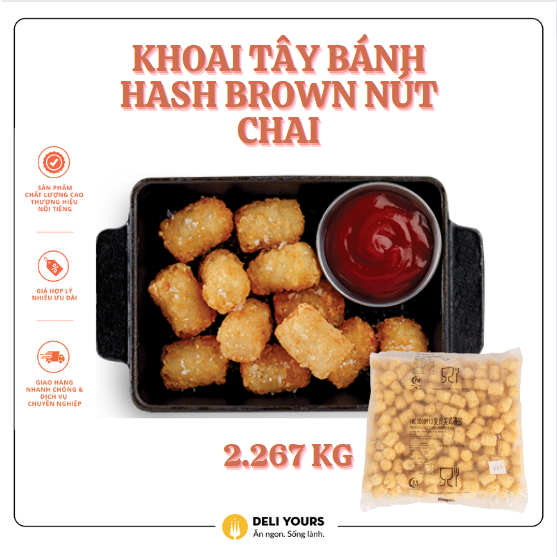 Khoai Tây Bánh Hashbrown Nút Chai Grade A (Gói) McCain 2,267kg – McCain ăn giòn rụm McCain Ăn vặt số 1 [NHẬP KHẨU MỸ]