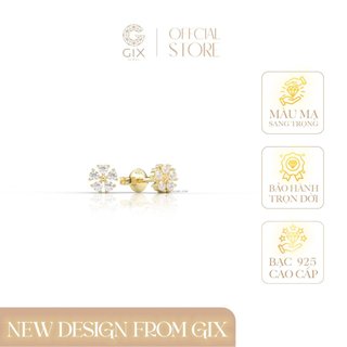 Khuyên tai tròn bạc đẹp Gix Jewel mạ vàng trắng đính đá tấm SPGBT92