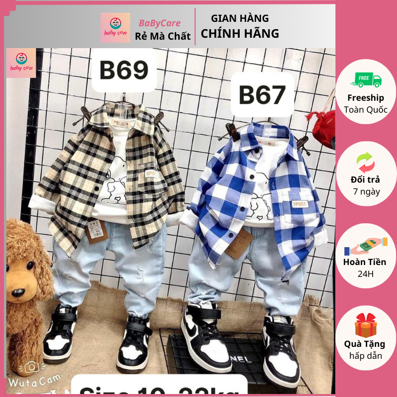 Sét sơ mi bé trai 3 chi tiết (B67, B68, B69) (From từ 10-20kg)