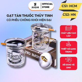 Gạt tàn Smoke/Style man có nắp, có phễu chống khói bay, chất liệu thủy tinh thiết kế sang trọng, hiện đại GTT01