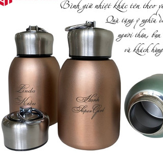 Bình Giữ Nhiệt 320ml Inox 304 (Khắc Tên Theo Yêu Cầu) Cầm Tay Cao Cấp Siêu Tiện,Mang Theo Tập Gym,YoGa,Dạo Bộ BGN01