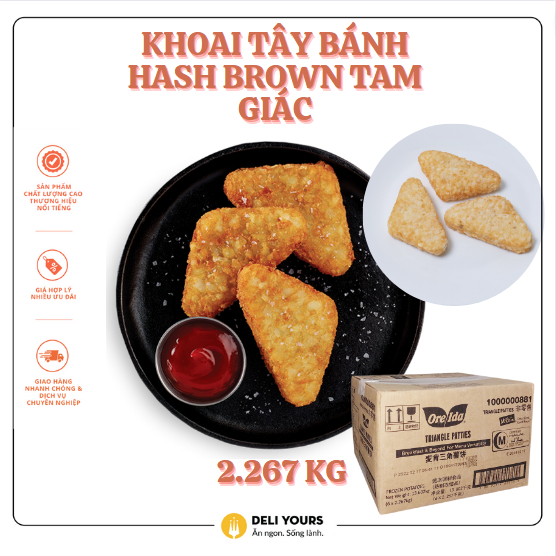 Khoai Tây Bánh Hashbrown Tam Giác chất lượng cao 2.267kg (Gói) McCain ăn giòn rụm McCain Ăn vặt số 1 [NHẬP KHẨU MỸ]