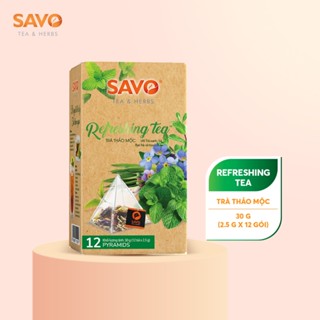 [Date 2/2025] Trà Thảo Mộc Đặc Biệt Refreshing Tea SAVO túi lọc tam giác cao cấp (hộp 12 gói x 2.5g)