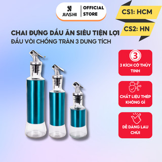 Chai đựng dầu ăn, nước mắm, xì dầu JIASHI đầu vòi chống tràn 3 dung tích thủy tinh cao cấp CDD01