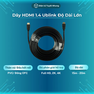 Dây hdmi 1.4 ub link hỗ trợ 4k, 30hz, dài 15 - 20m - cáp hdmi tròn, dây kết nối hdmi bh lỗi 1-1