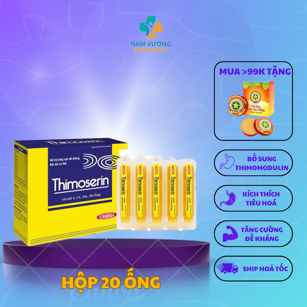 Thimoserin - Bổ sung vitamin nhóm B, bồi bổ cơ thể, Tăng sức đề kháng, hỗ trợ tiêu hoá - 1 Hộp 20 ống