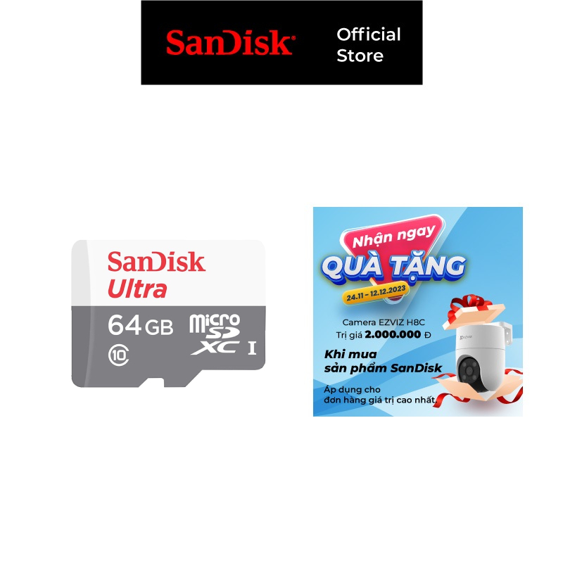 Thẻ nhớ micro SDXC Sandisk 64GB upto 100MB/s 533X Ultra UHS-I kèm đèn LED USB