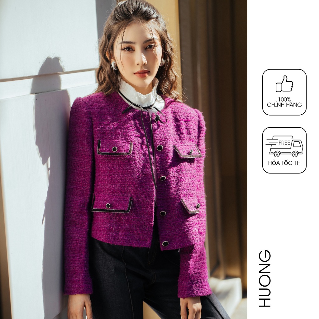 Áo jacket Violet Velvet tweed HUONG BOUTIQUE HBVEST216