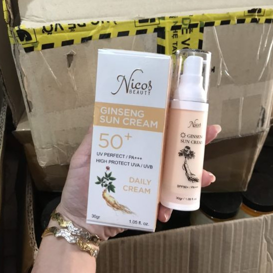 Kem Chống Nắng Vật Lý Rể Sâm Nicos Ginseng Sun Cream SPF50+ 30g