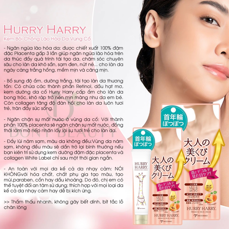 Kem Dưỡng Trắng Da, Chống Nhăn, Lão Hoá Vùng Cổ Hurry Harry Premium Neck Cream