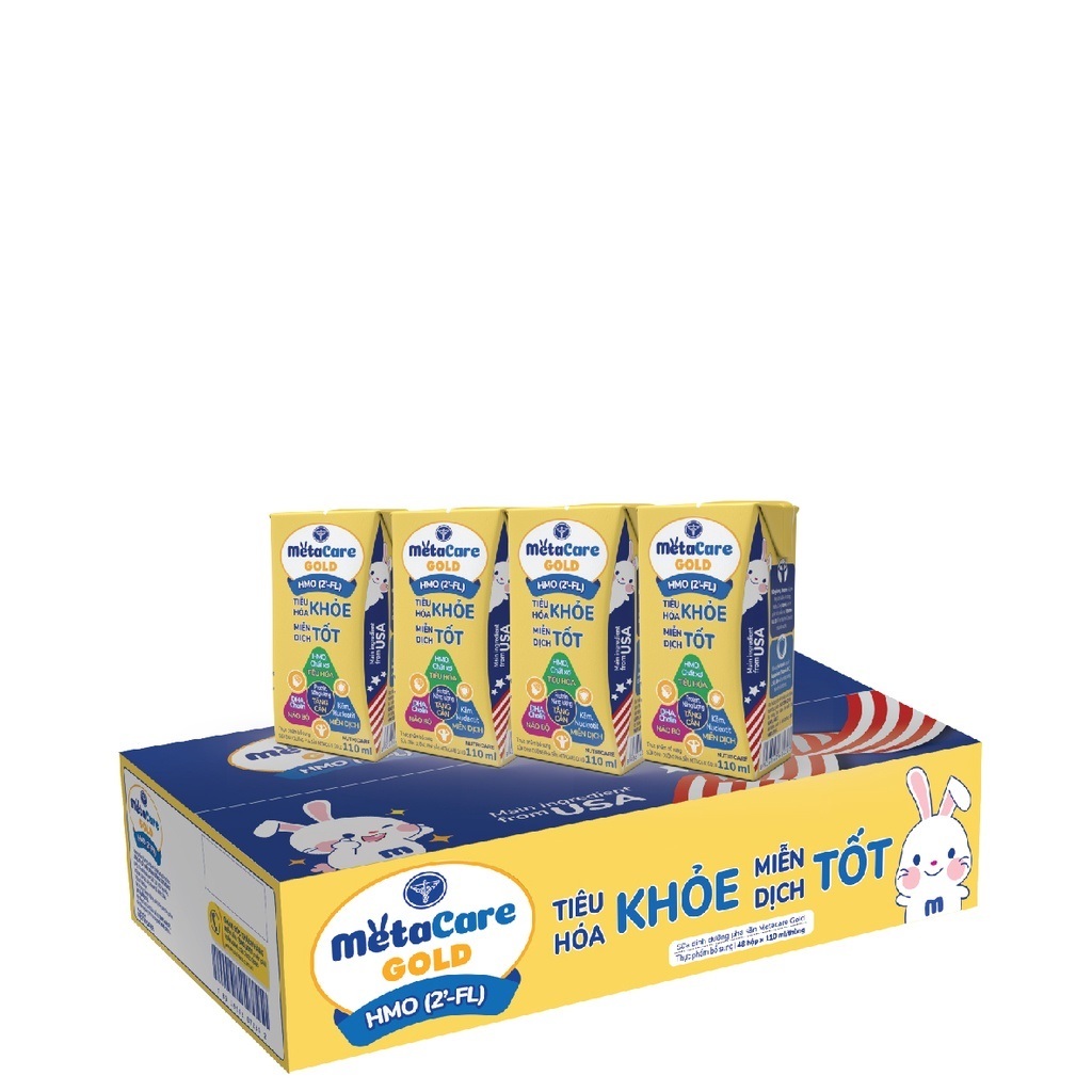 Thùng sữa nước pha sẵn Nutricare Metacare gold 48 hộp x 110ml/180ml- phát triển não bộ cao lớn khoẻ mạnh