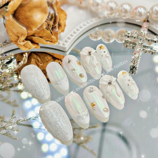 Nailbox, móng úp trắng tuyết, tặng kèm keo dán dũa