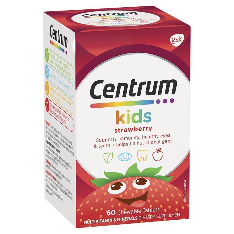 Viên Nhai Centrum Kids Multi Vitamin Tổng Hợp Cho Trẻ Em Vị Dâu 60 Viên
