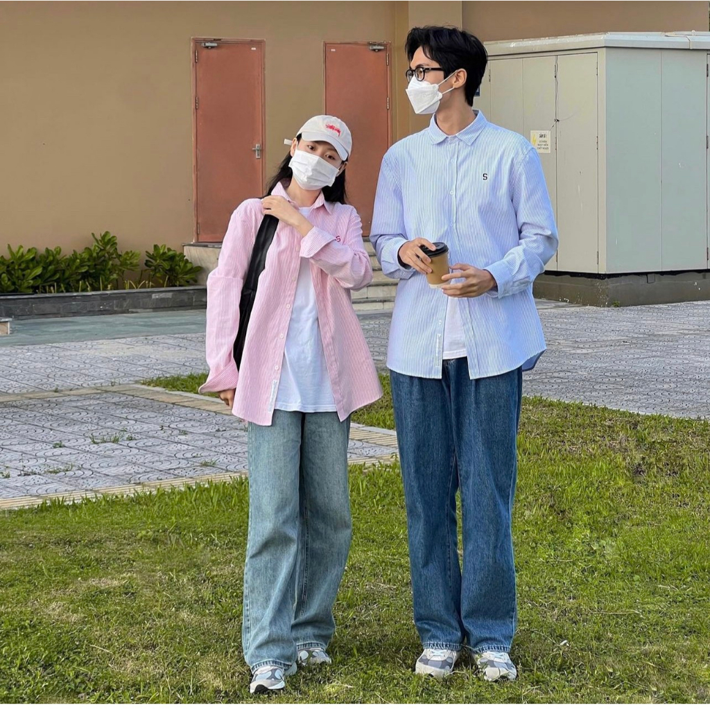 Áo sơ mi kẻ nam nữ mặc đôi unisex form rộng đẹp thêu chữ S - Sominstore - Somike3071 | BigBuy360 - bigbuy360.vn