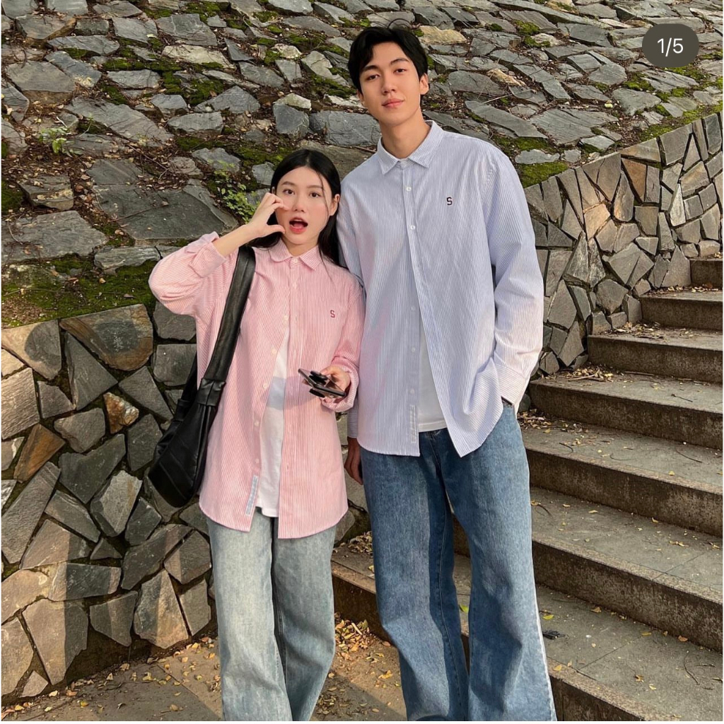 Áo sơ mi kẻ nam nữ mặc đôi unisex form rộng đẹp thêu chữ S - Sominstore - Somike3071 | BigBuy360 - bigbuy360.vn