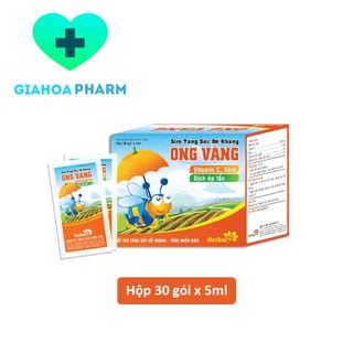 Siro tăng sức đề kháng Ong Vàng (Hộp 30 gói x 5ml) - Bổ sung vitamin C, dịch ép tắc, nâng cao miễn dịch, gói dễ mang đi