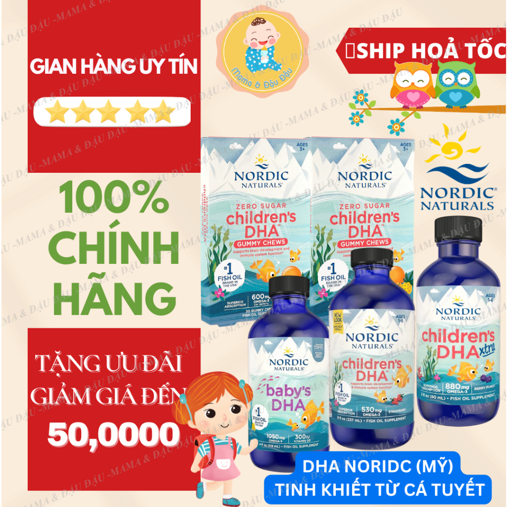 [Date 2026][Chính Hãng] Baby, Children DHA Nordic Naturals bổ sung DHA, OMEGA 3, VITAMIN D3 cho trẻ từ 0-6 tuổi