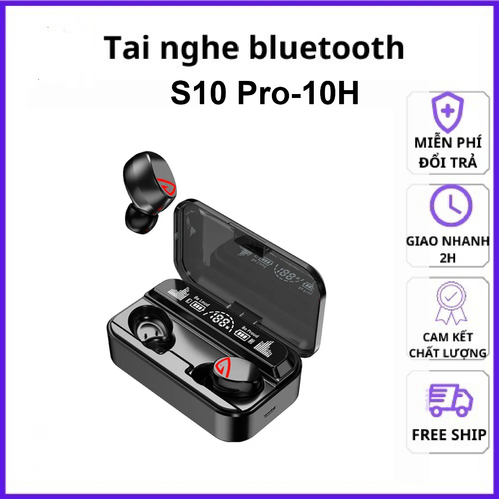 Tai nghe Bluetooth V5.2 S10 Pro bản nâng cấp, cảm ưng đa điểm, kháng nước IPX7, có mic nghe gọi