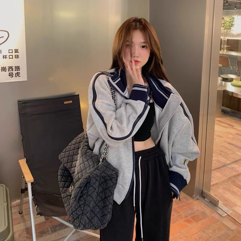 Áo khoác xám sọc