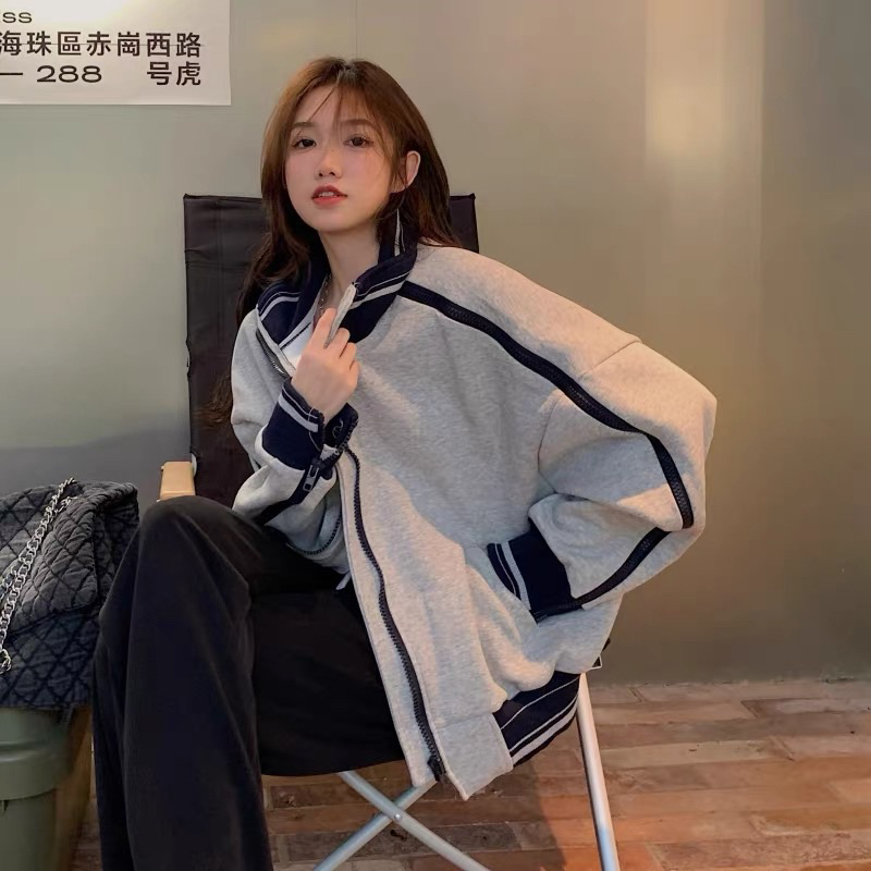 Áo khoác xám sọc