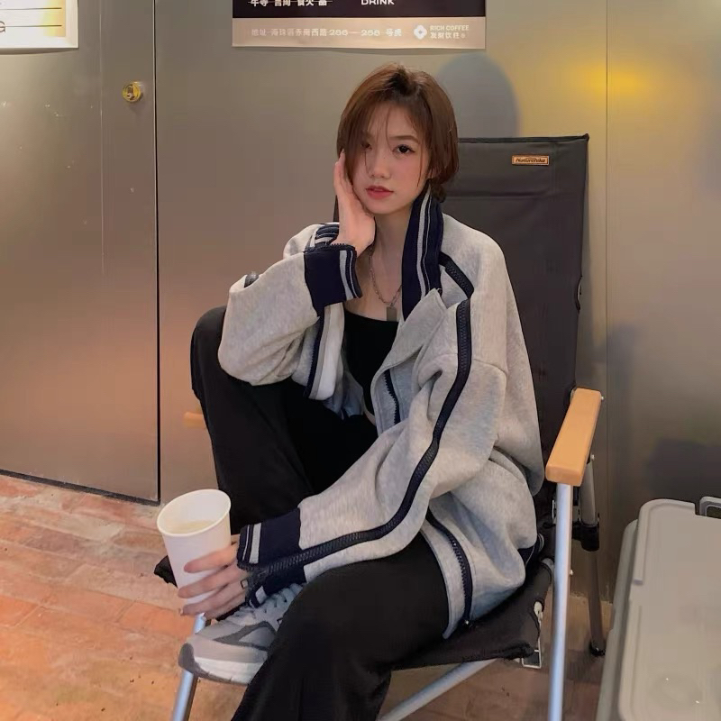 Áo khoác xám sọc