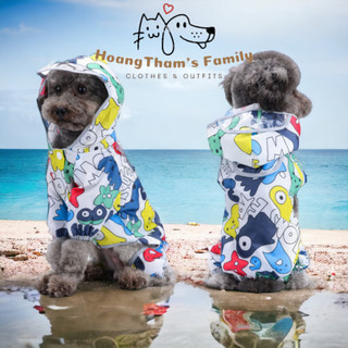[XS-XL] Áo mưa liền quần cho thú cưng chó mèo có mũ trùm đầu hàng Quảng Châu có sẵn