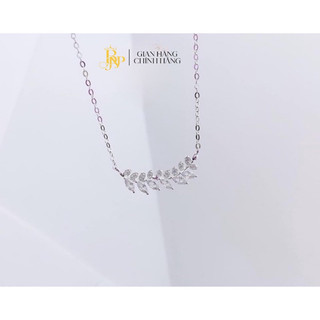 Dây chuyền Chiếc lá đính đá ⚡️ SIÊU XINH ⚡️ , Vòng cổ liền mặt Bạc Ta- Bạc BNP