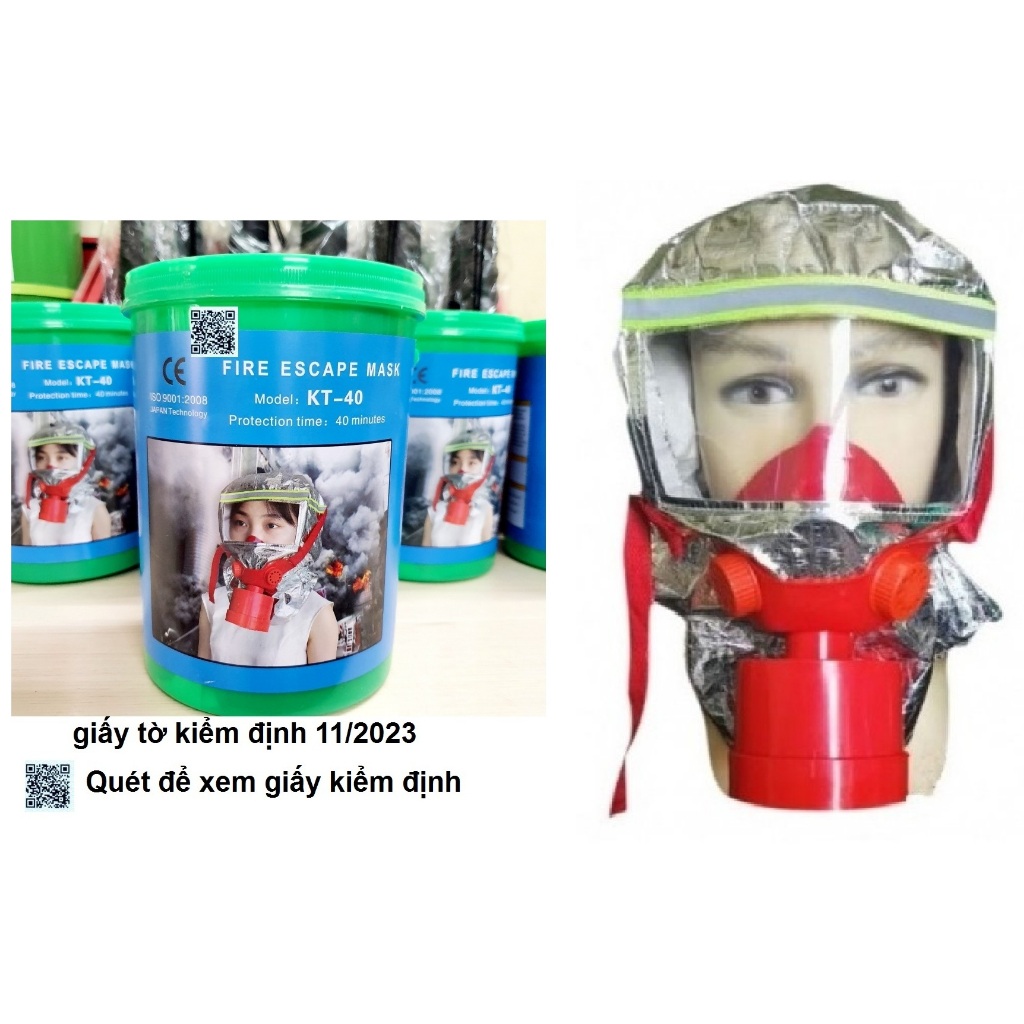 Mặt nạ chống khói thoát hiểm PCCC KT-40 có kiểm định theo QCVN
