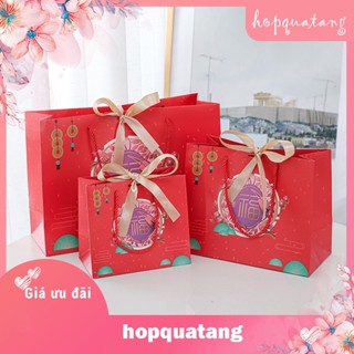 Túi Giấy Cứng Túi Quà Tặng Túi Trung Thu Túi Quà Tết Đỏ Họa Tiết Cao Cấp T15