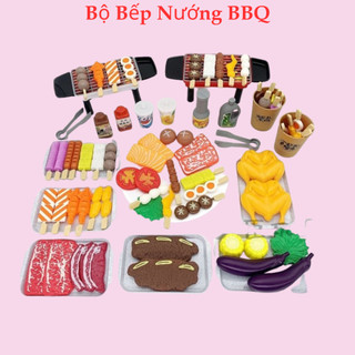 Đồ chơi bếp nướng BBQ đồ chơi đồ nướng 55 chi tiết lớn màu sắc bắt mắt cho bé chơi đồ hàng