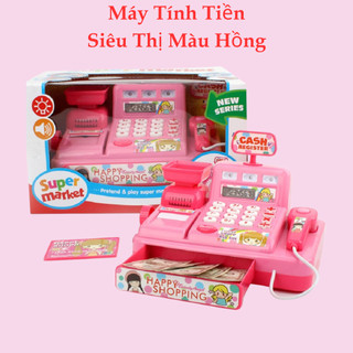 Đồ Chơi Máy Tính Tiền Cho Bé Máy Tính Tiền Siêu Thị Màu Hồng Cho Bé Chơi Đồ Hàng Tập Tính Toán