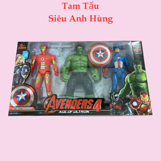 Biệt đội siêu anh hùng siêu nhân có 3 nhân vật có đèn sáng đỏ cử động đa khớp linh hoạt chất liệu siêu bền
