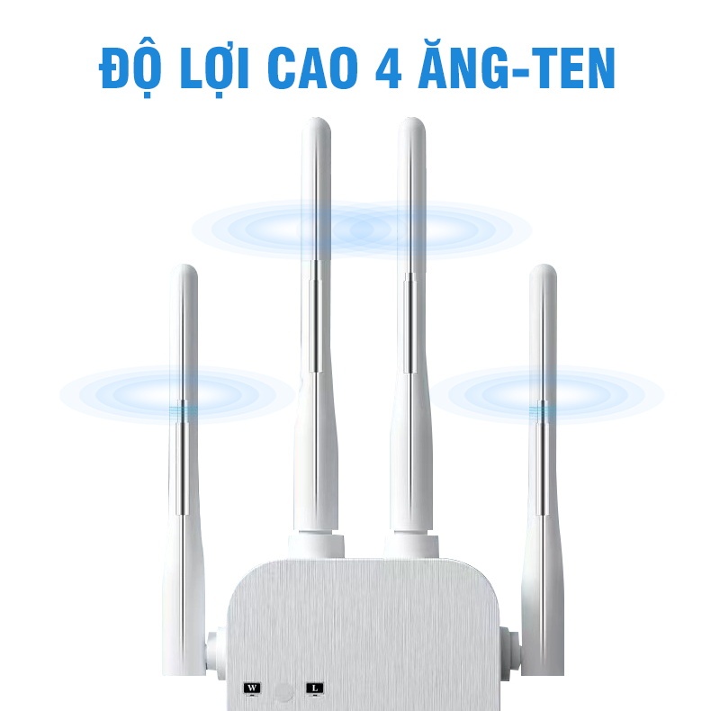 Bộ Kích Sóng Wifi 4 Râu 1200mbps Wifi Extender Băng Tần Kép 2.5g 5g Repeaters Kích Sóng Wifi Phát Xuyên Tường Cực Mạnh