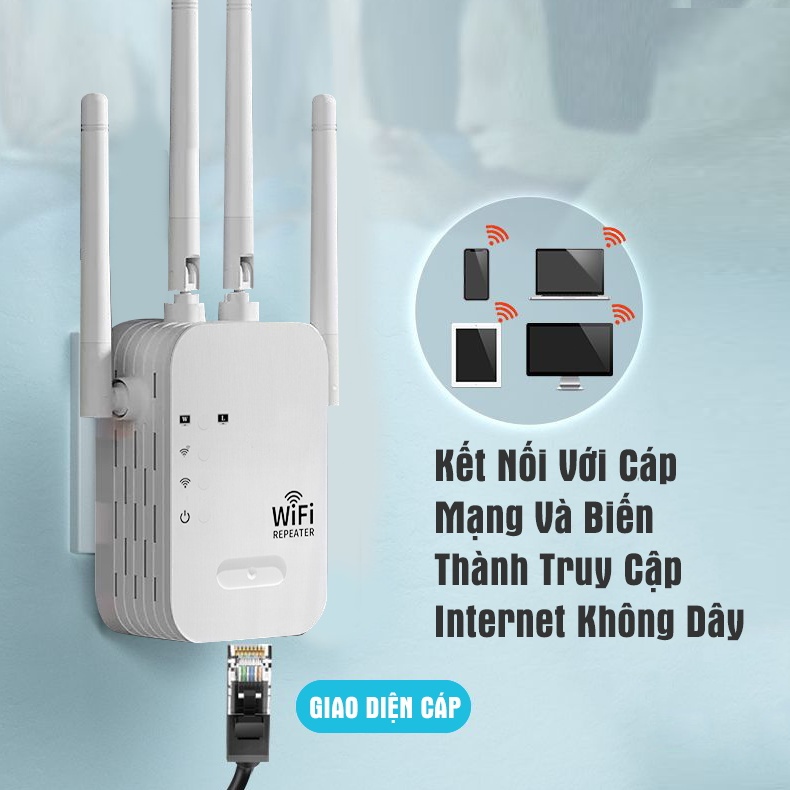 Bộ Kích Sóng Wifi 4 Râu 1200mbps Wifi Extender Băng Tần Kép 2.5g 5g Repeaters Kích Sóng Wifi Phát Xuyên Tường Cực Mạnh