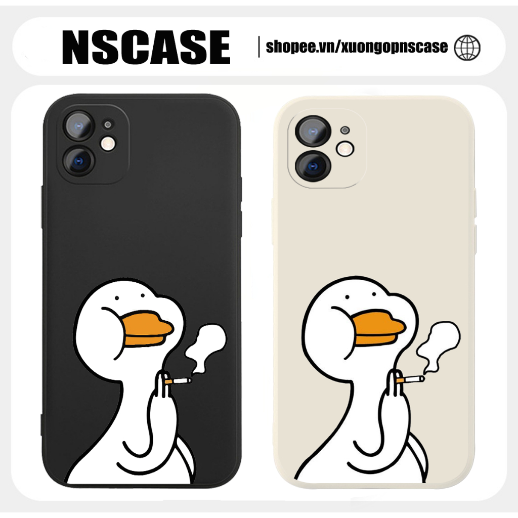 Ốp Iưng điện thoại iPhone Vịt hút thăng long cạnh viền vuông dẻo bảo vệ camera ip 6/6s/7/8/X/XS/11/12/13/14/15 Pro Max