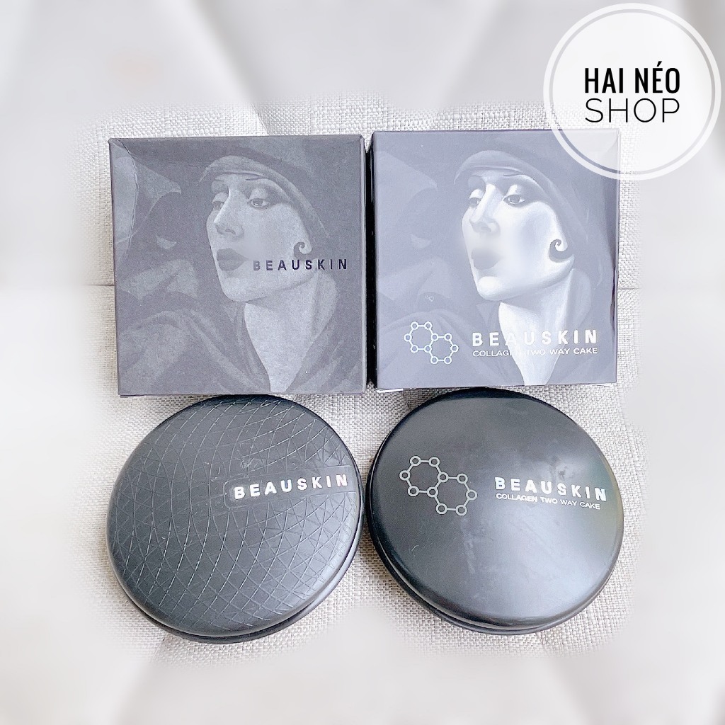 Phấn phủ nén siêu mịn, kiềm dầu, che khuyết điểm BEAUSKIN Collagen Two-Way Cake 12g