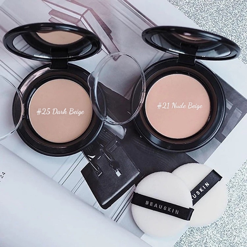 Phấn phủ nén siêu mịn, kiềm dầu, che khuyết điểm BEAUSKIN Collagen Two-Way Cake 12g